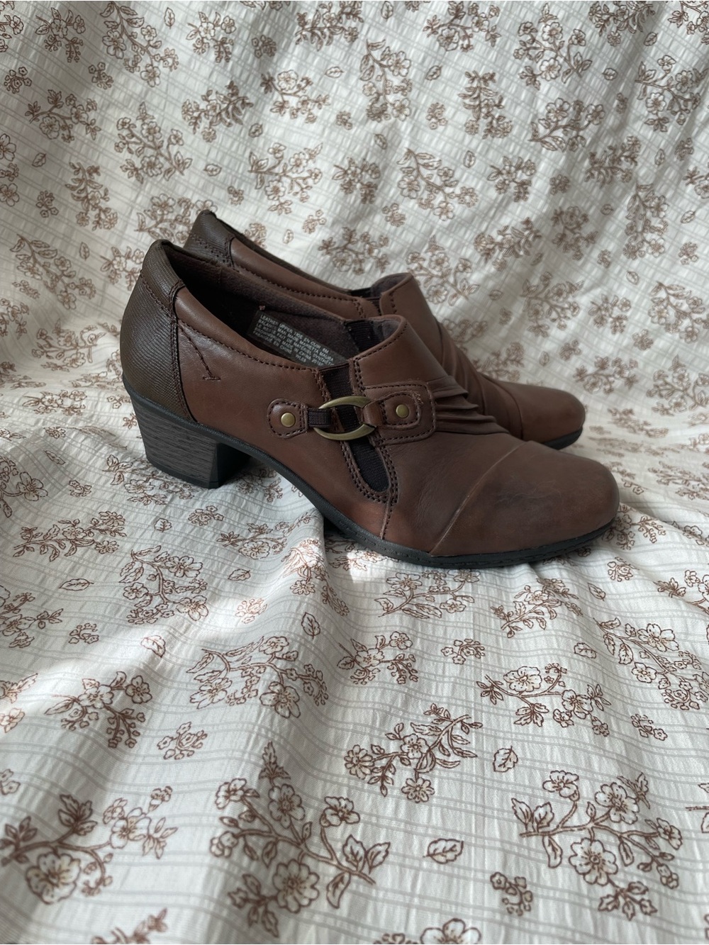 Planet By Earth Women's Brown Slip-On Ankle Booties with Buckle Detail